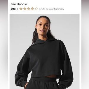 ALO Yoga Black Bae Cropped Hoodie